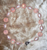 BLUSH -  Baroque pearls and peach plastics. Hand-chained. 17" Silver-plated pewter toggle clasp. $88 