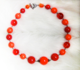 SUMMER ROSES - Red-oranges, some vintage beads Hand-chained. 16.5" Silver-plated pewter toggle clasp. OOAK $78 