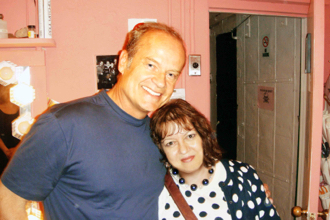 Kelsey Grammer, the star of the show and me. I am wearing my Night Princess. La Cage aux Folles, Longacre Theatre, June 2010.