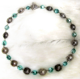 NAVAHO -Turquoise mirror beads and silver beads. 18"  Hand-chained. Silver-plated pewter toggle clasp. OOAK $88 