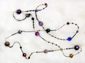 PASSIONATA - inches Victorian brass microbeads with various venetian, glass, plastics. 48" Purple and cobalt palette. $188