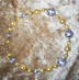 YELLOW GREY LACE - Lacy beads imported from Italy. 17" Gold-plated pewter toggle clasp. $78 