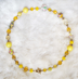 YELLOW ROSES - Yellow and clear plastics and glass.  19" Gold-plated pewter toggle clasp. $78